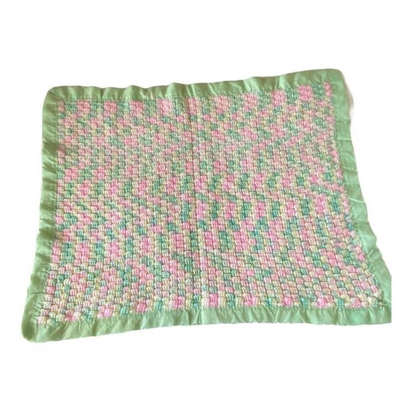 Afghan blanket Vtg Handmade Crochet baby throw - Picture 2 of 8